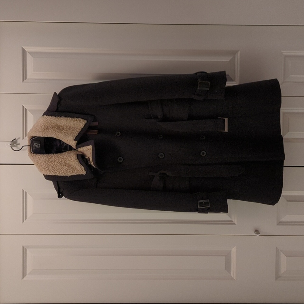 Zara Man Wool Blend Coat, Dark Grey, Size L